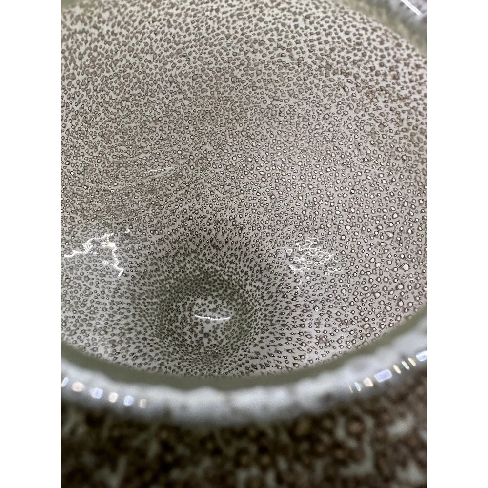 West Elm Art Glass Bubble Vase Brown Speckled Round Globe Decorative Vessel